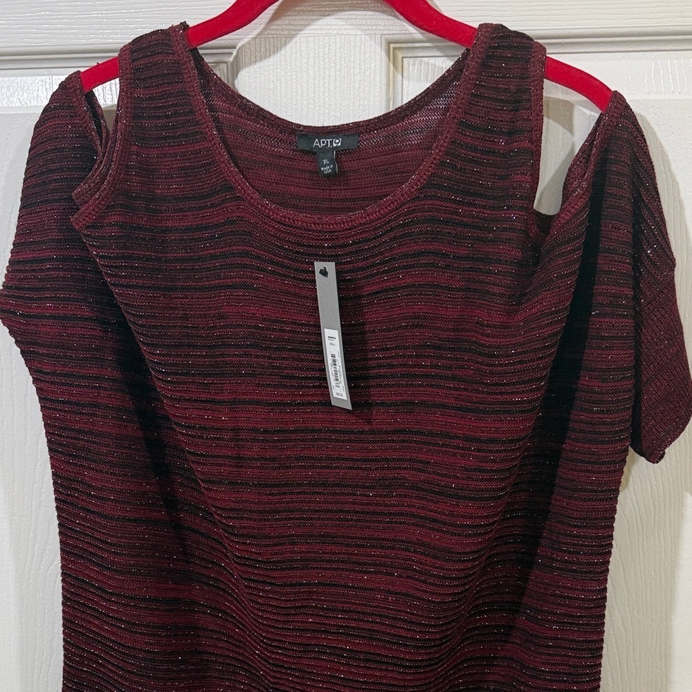 Apt. 9 Dark Red Wine Cold Shoulder Top Size XL